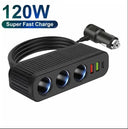 3-in-1 Car Lighter Splitter - 120W Usb C Fast Charger