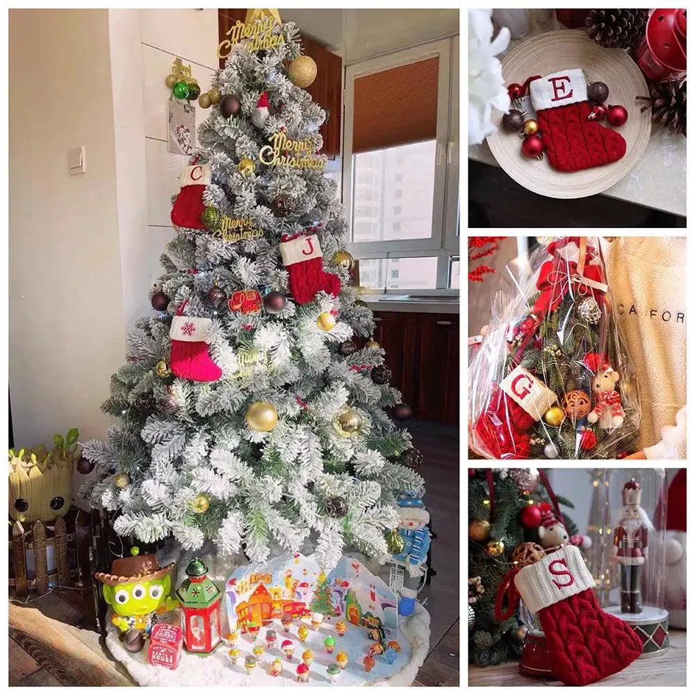 Personalized Snowflake Knit Christmas Stocking Joyful Decor