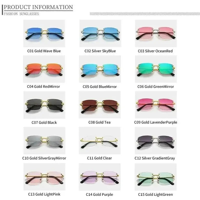 Unisex UV400 Rimless Square Sunglasses Sun Protection