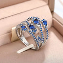 Vintage Blue Floral Platinum Ring