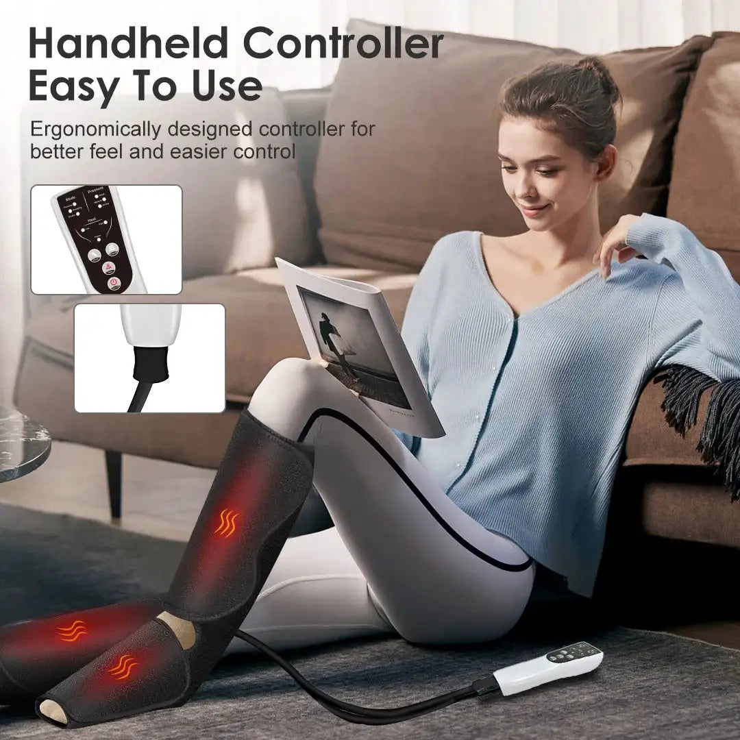 SEJOY Leg Air Compression Massager for Foot Heat,Air Compression Calf Massage & Thigh Massage,Handheld Controller 3 Modes