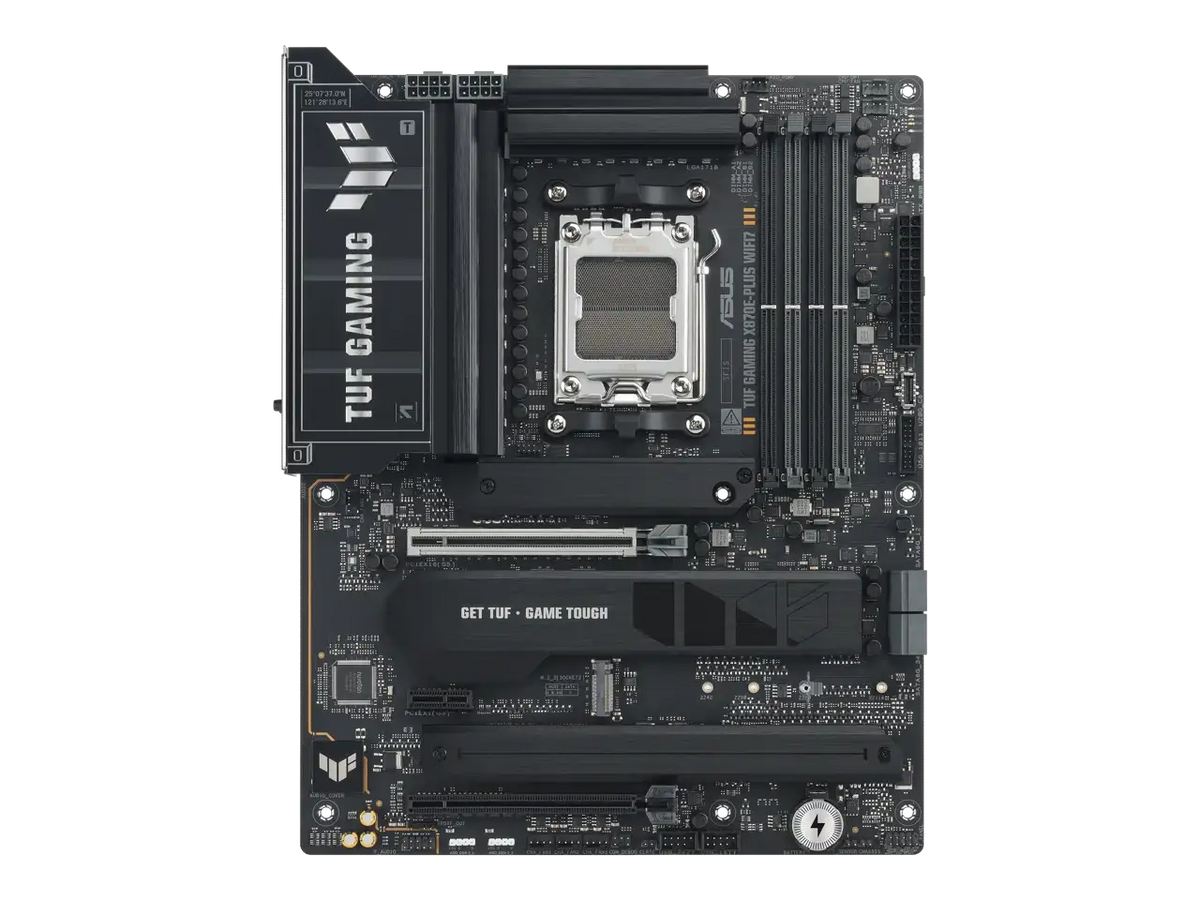 ASUS TUF GAMING X870E-PLUS WIFI7 AMD X870E ATX Motherboard with 16+2+1 80A Power Stages, DDR5 Support with AEMP, PCIe 5.0 x16 with PCIe Slot Q-Release Slim, Four M.2 Slots, WiFi 7 with ASUS Q-Antenna