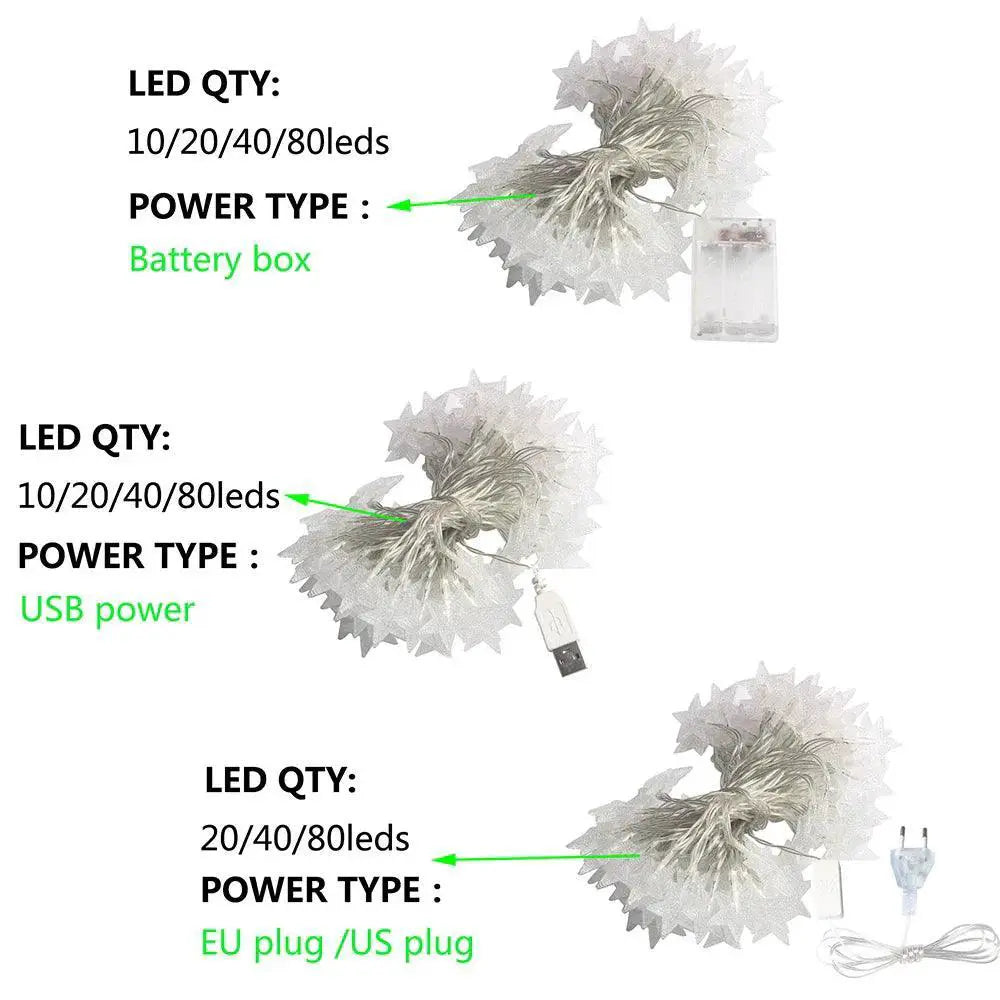 LED Star String Lights USB And Battery Operated Fairy Lights