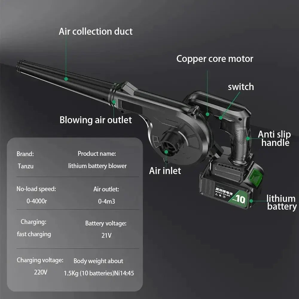 21V Cordless Blower High Power Battery Efficient Air Blowing