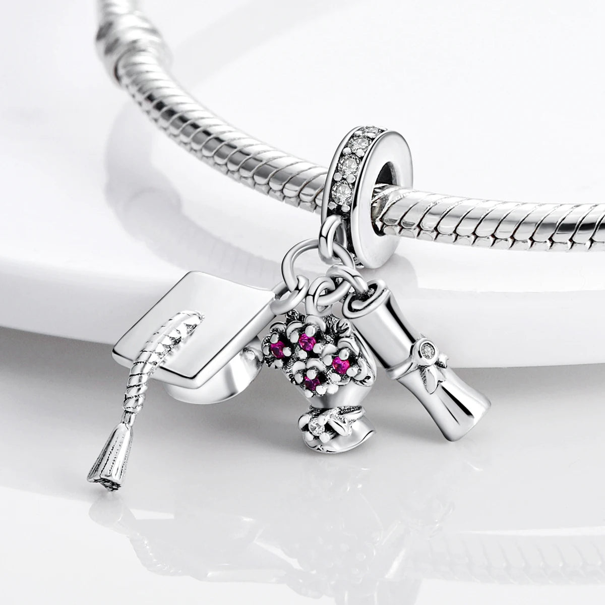 Silver Plated Charm Graduation Books
