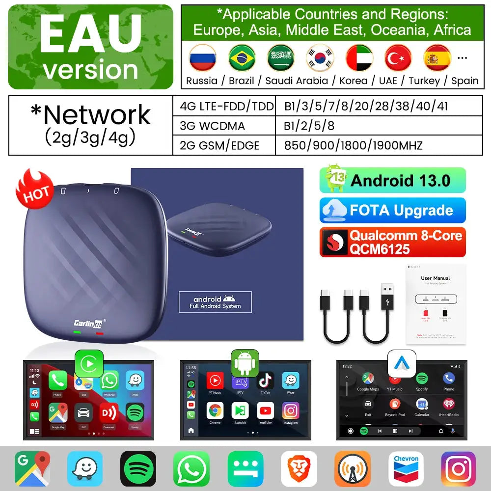 Carlinkit AI Box - Wireless CarPlay Adapter - NA Android 13 Plus 4GB 64GB product image
