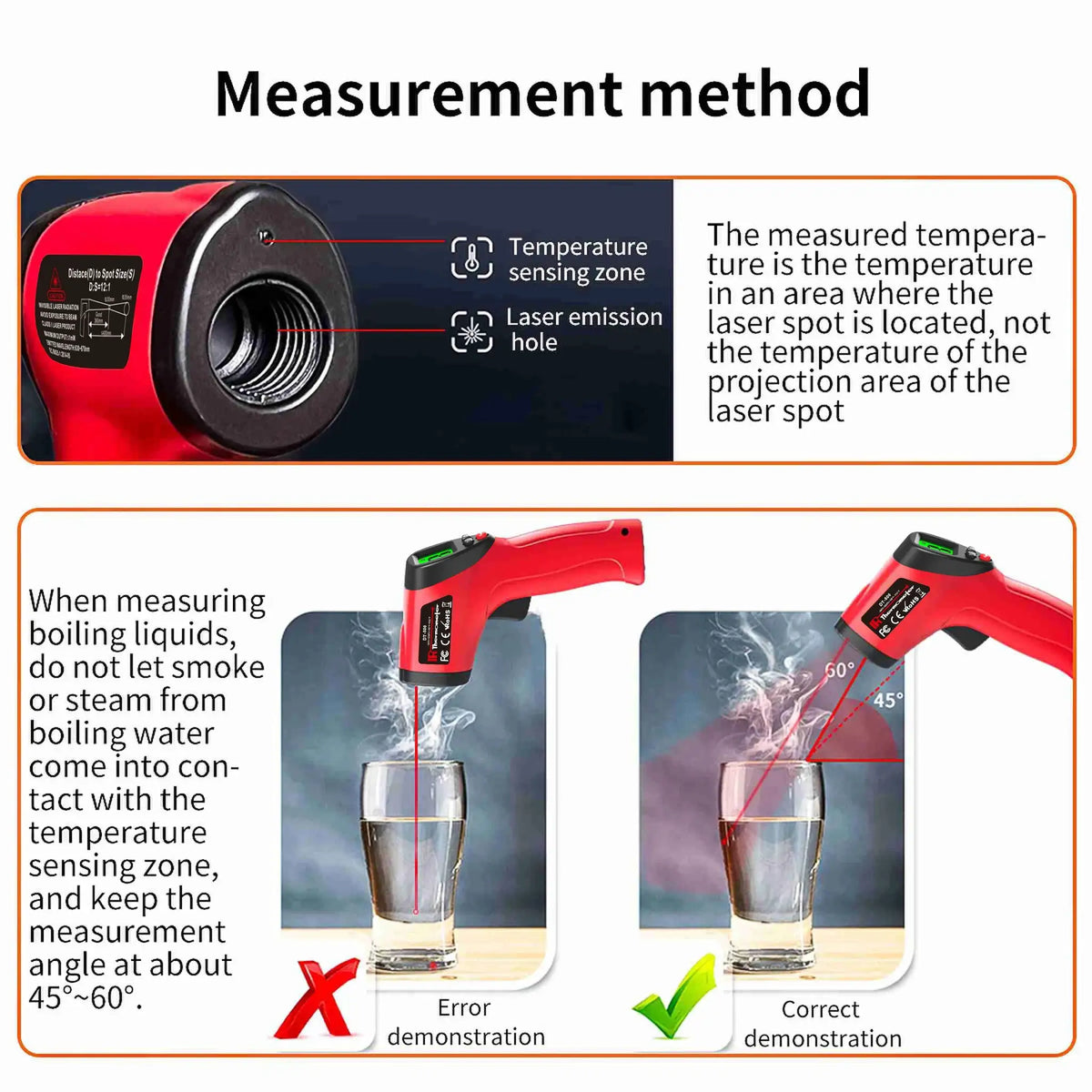 Infrared Thermometer Gun -50~500°C Non-contact Laser Temperature Gun Handheld Temp Sensor Measure Digital Pyrometer LCD Backlit