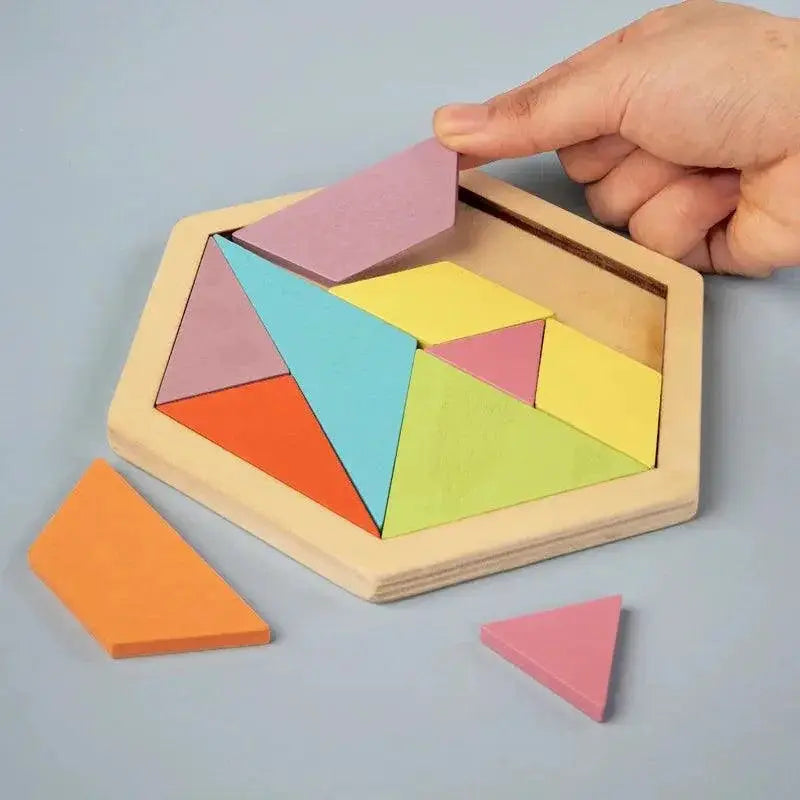 Wooden 3D Hexagonal Brain IQ Learning Puzzle Game for Kids