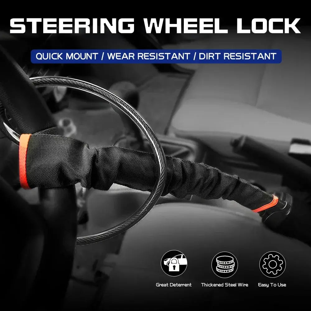 Car Steering Wheel Lock Anti Theft Steel Device Easy Install - OurLum.com