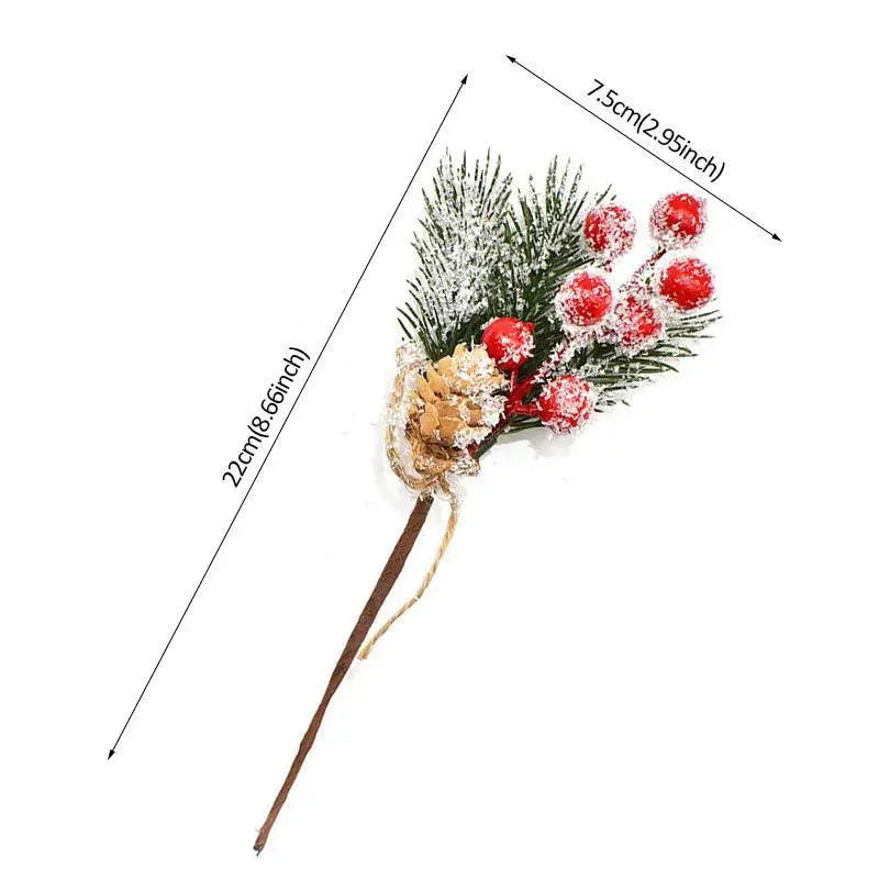 Red Berry Pine Cone Branches for Festive Wreath Decor