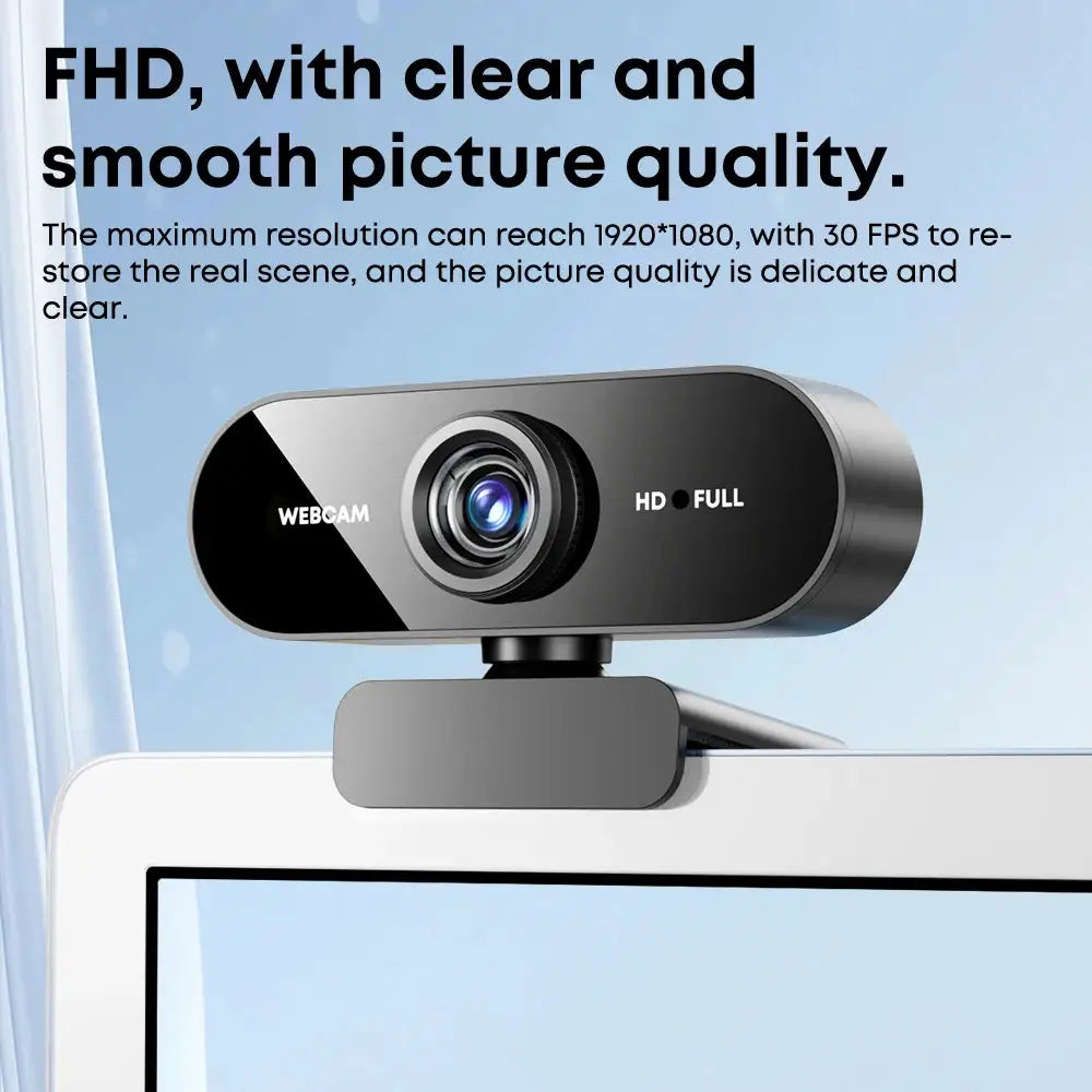 1080P FHD Webcam with Microphone, USB Computer Camera for Laptop Desktop, Wide Angle for Online Class & Video Conference, Live S