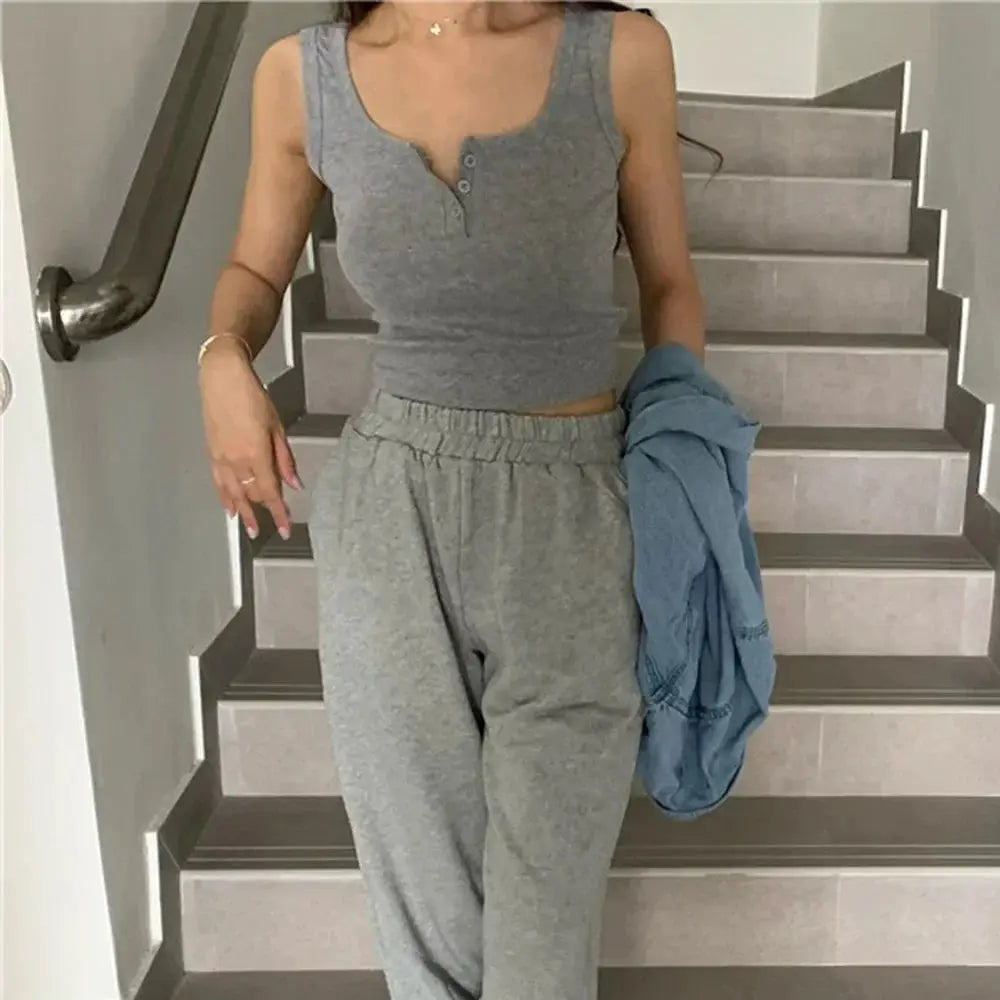 Women Ribbed Button Down Sleeveless Tank Top For Summer - OurLum.com