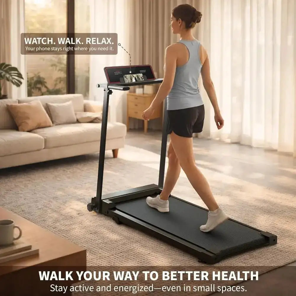 Under Desk 2.5HP Walking Pad with Manual Incline, LED Display, Shock Absorption, Space-Saving for Small Apartments