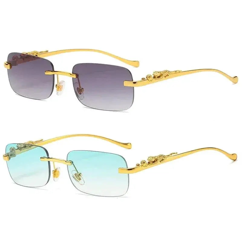 Rimless Vintage Leopard Head Sunglasses UV Protection