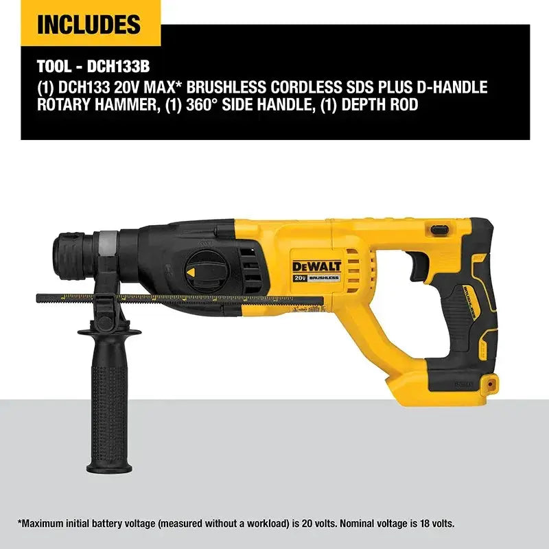 DCH133 20V Brushless Rotary Hammer Tool Lightweight Design
