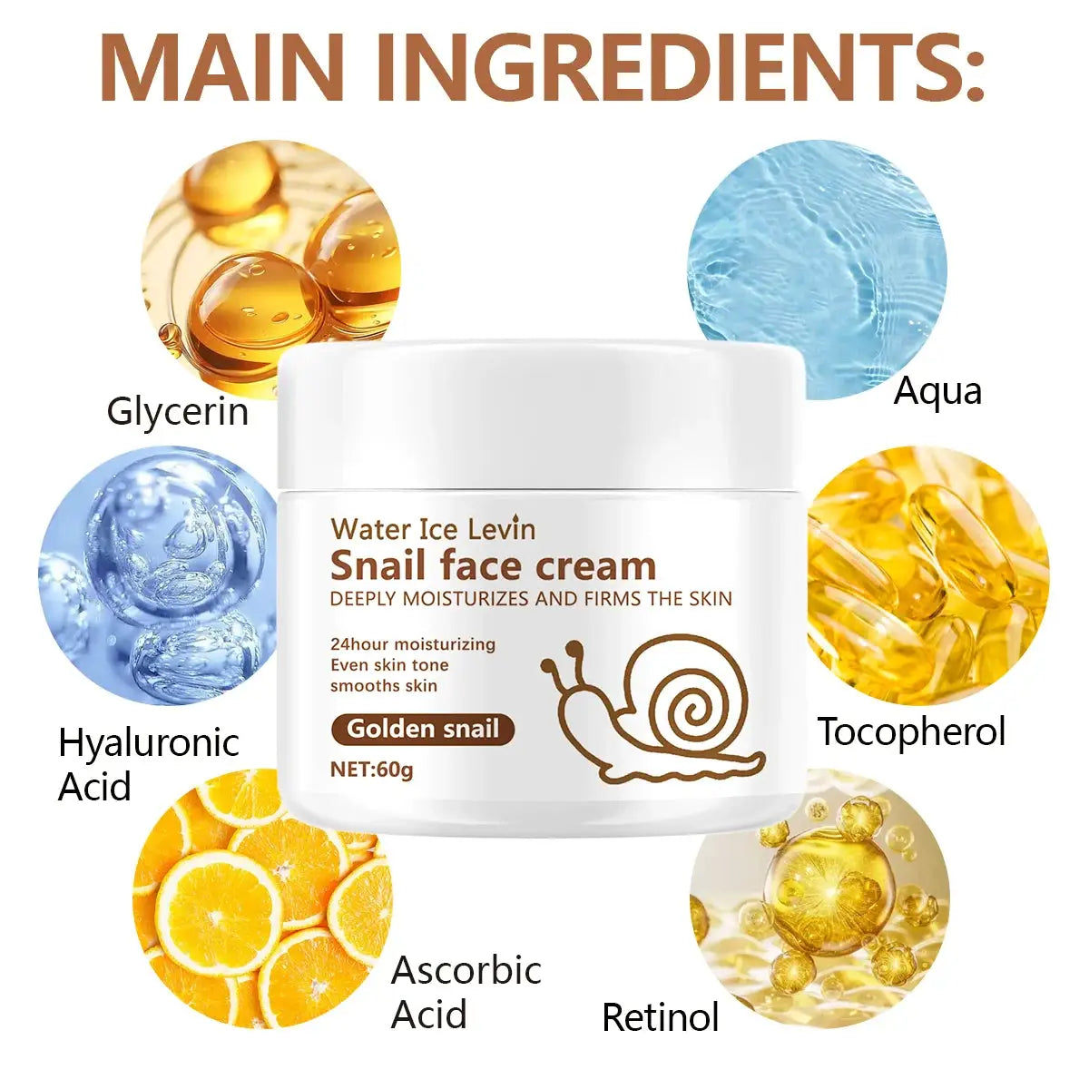 Snail Anti-aging Cream Collagen Moisturizing Nourish Repair Face Damaged Lift Firm Smooth Bright Whitening Skin Care