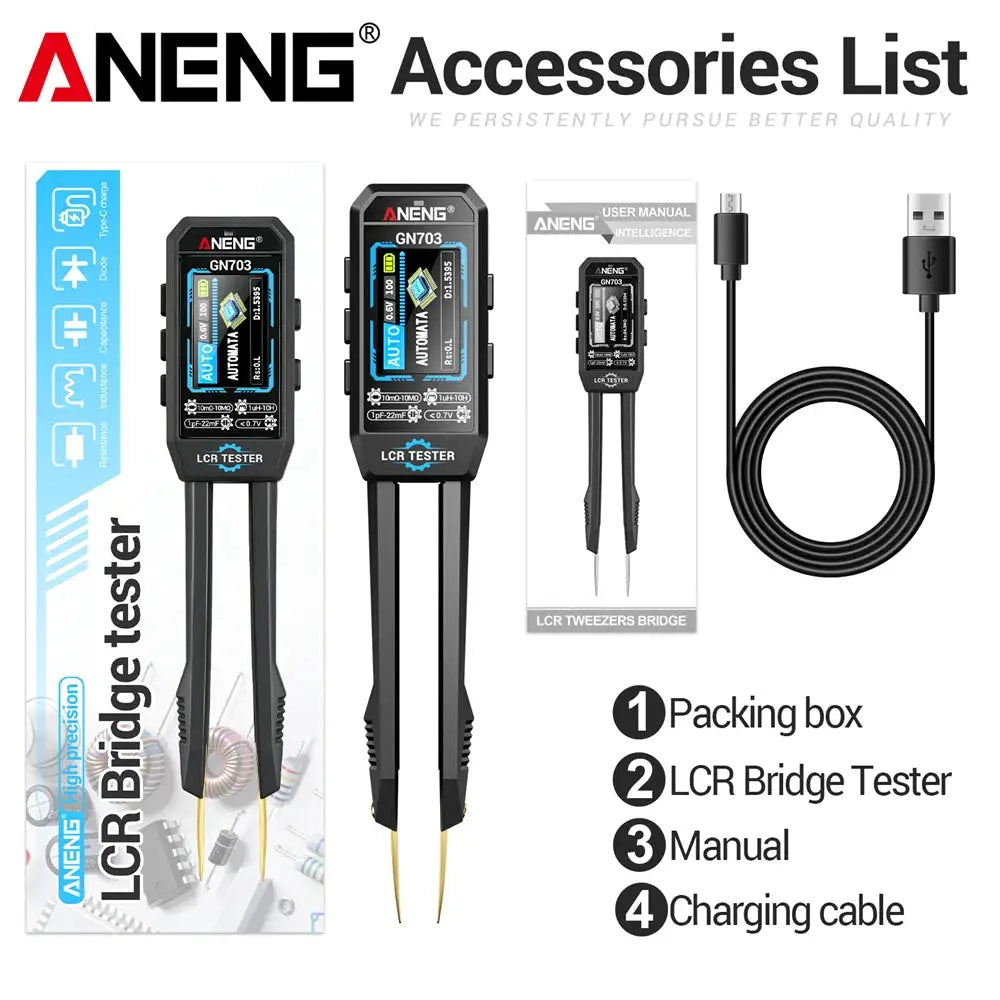 Smart Digital LCR Tweezers Handheld SMD Tester Capacitance Resistance Inductance Multimeter Electronic Component Measuring Tool