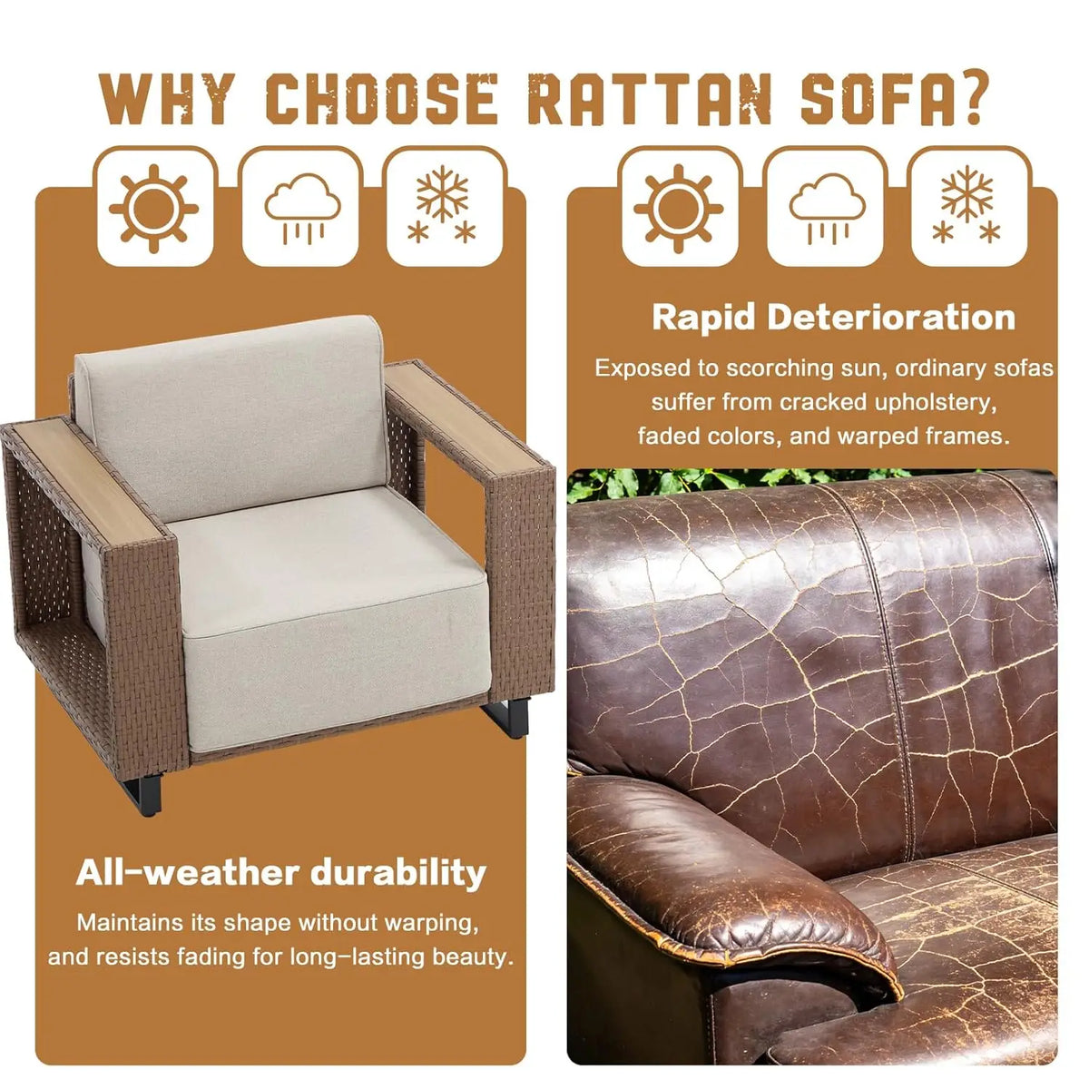 Rattan Outdoor Upholstered Couch