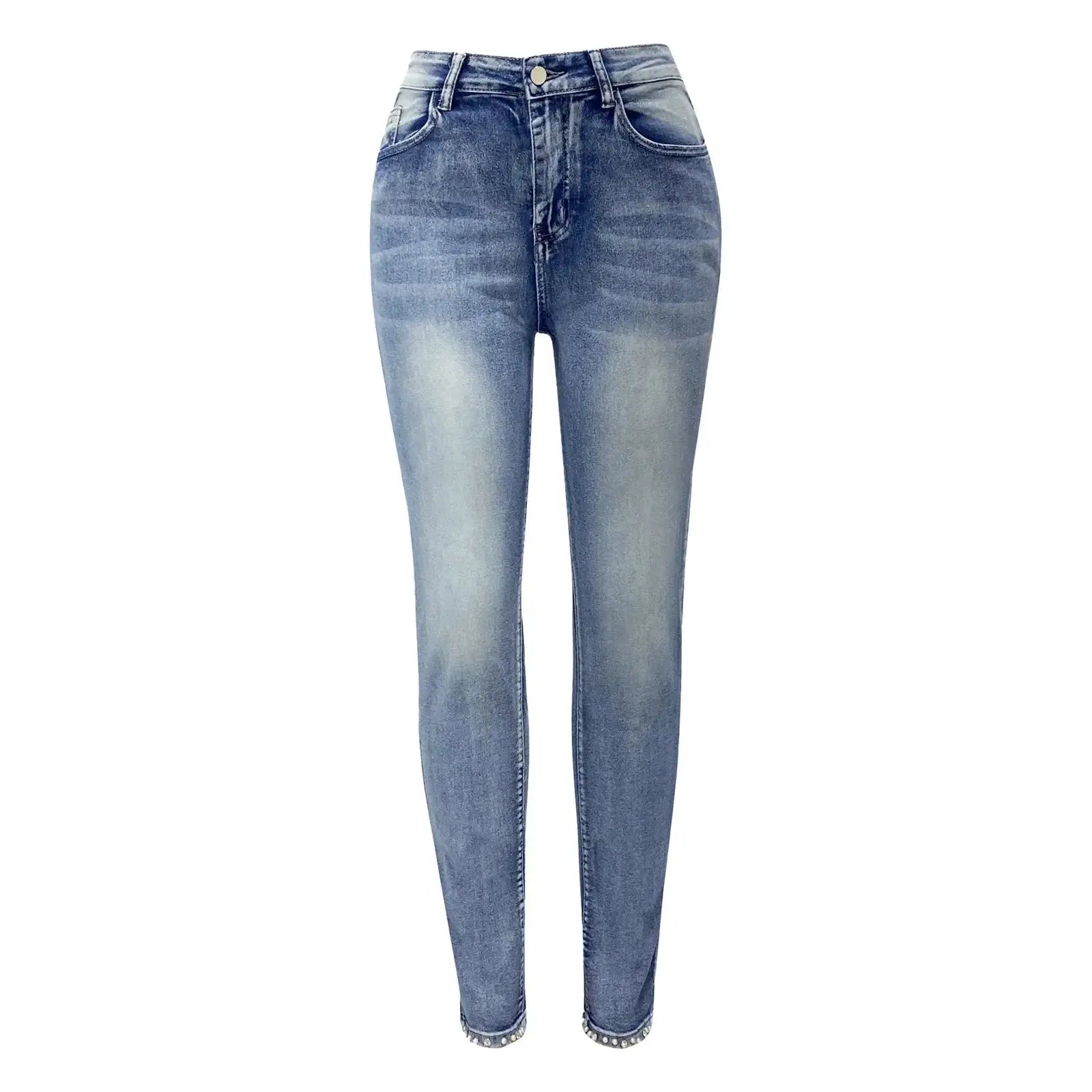 Women's High Waist Vintage Denim Jeans Pencil Pants