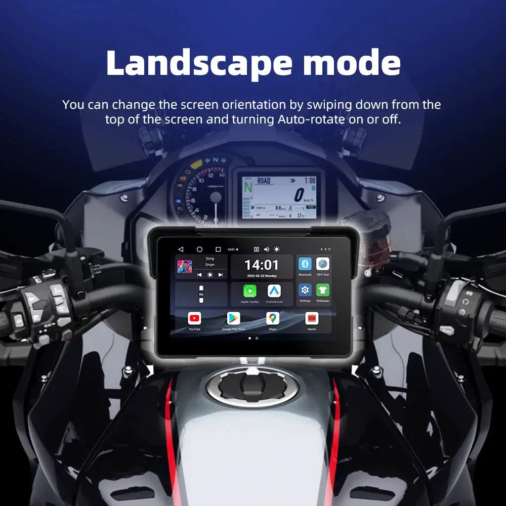 EKIY 7.0" Android 13.0 Wireless CarPlay Moto Android Auto Portable Digital Dashboard GPS Motorcycle Navigation Display Screen