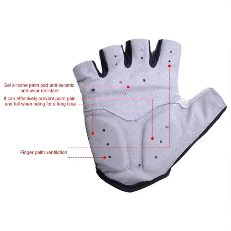 Half Finger Cycling Gloves Unisex Anti Slip Breathable Shock