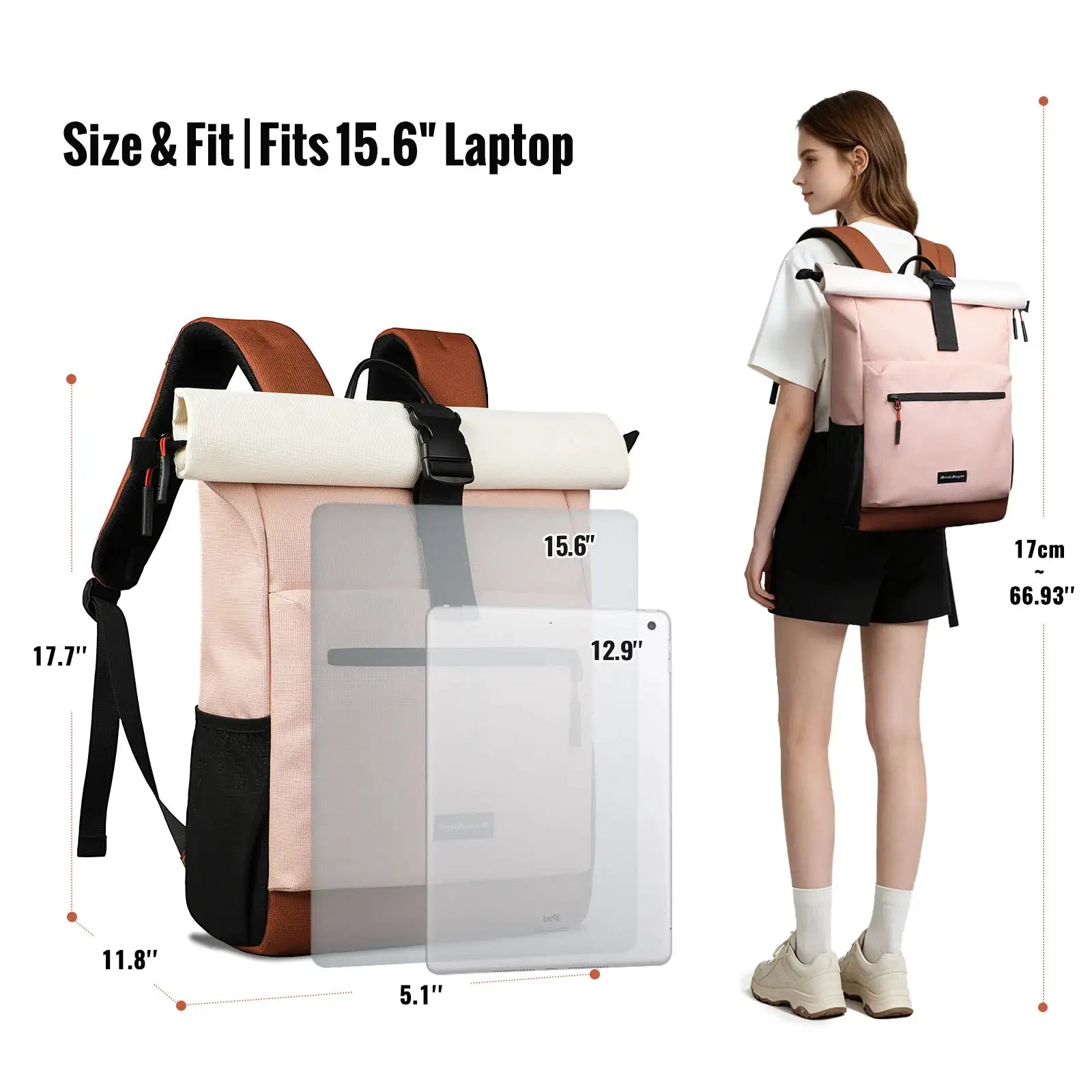 Heroic Knight Casual Women's Backpack Lightweight Waterproof Cycling Backpack Rolltop Travel Backpack Teenager College Schoolbag