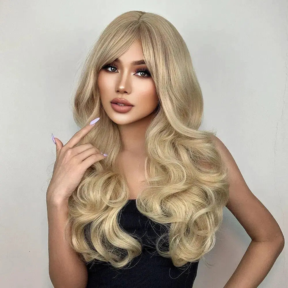 Blonde Wavy Synthetic Hair Wig For Effortless Style Comfort