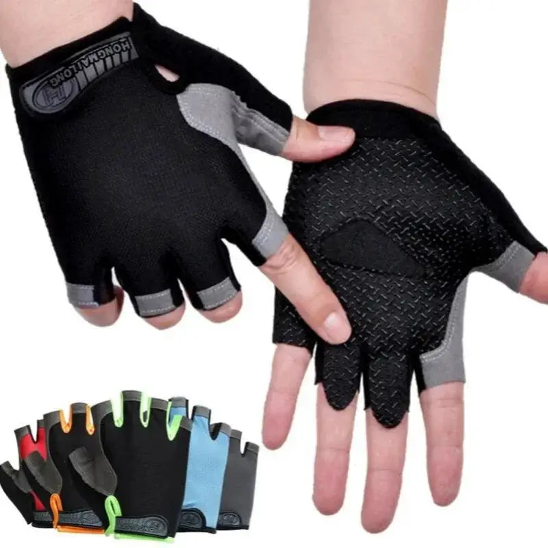 Fingerless Gym Gloves Anti Slip Shock Absorbing Sports