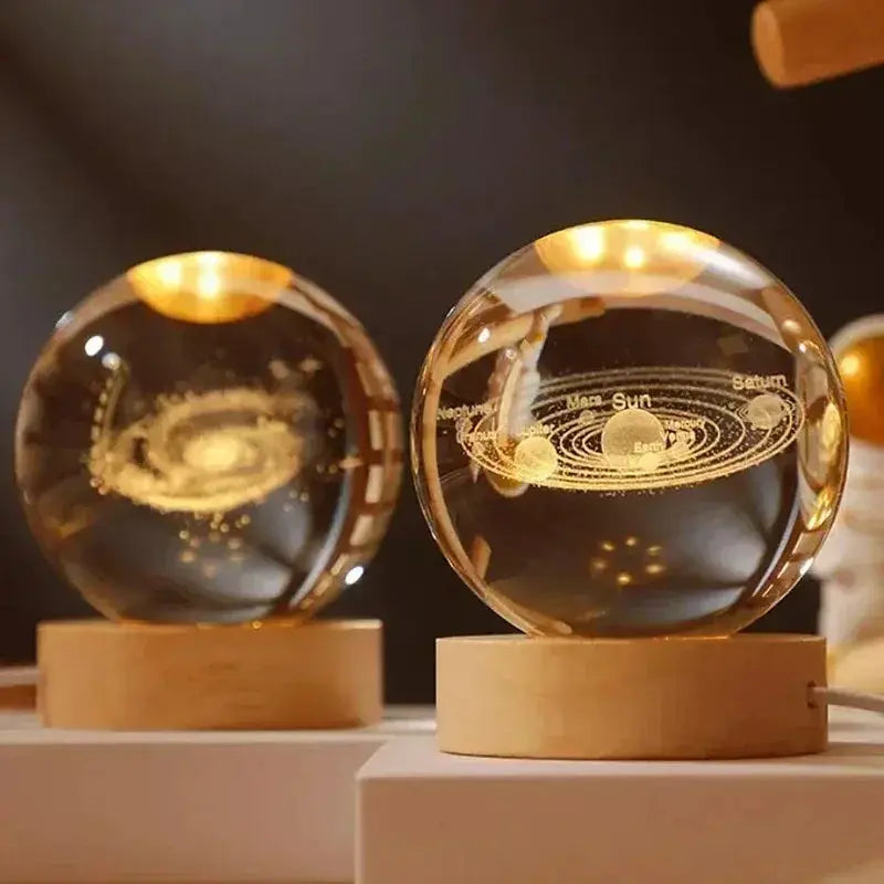 3D Crystal Planet Night Light DIY Laser Engraved Cosmos Glow