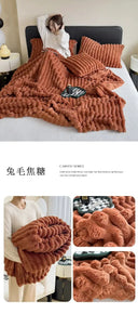 Soft Rabbit Plush Sofa Blanket for Home