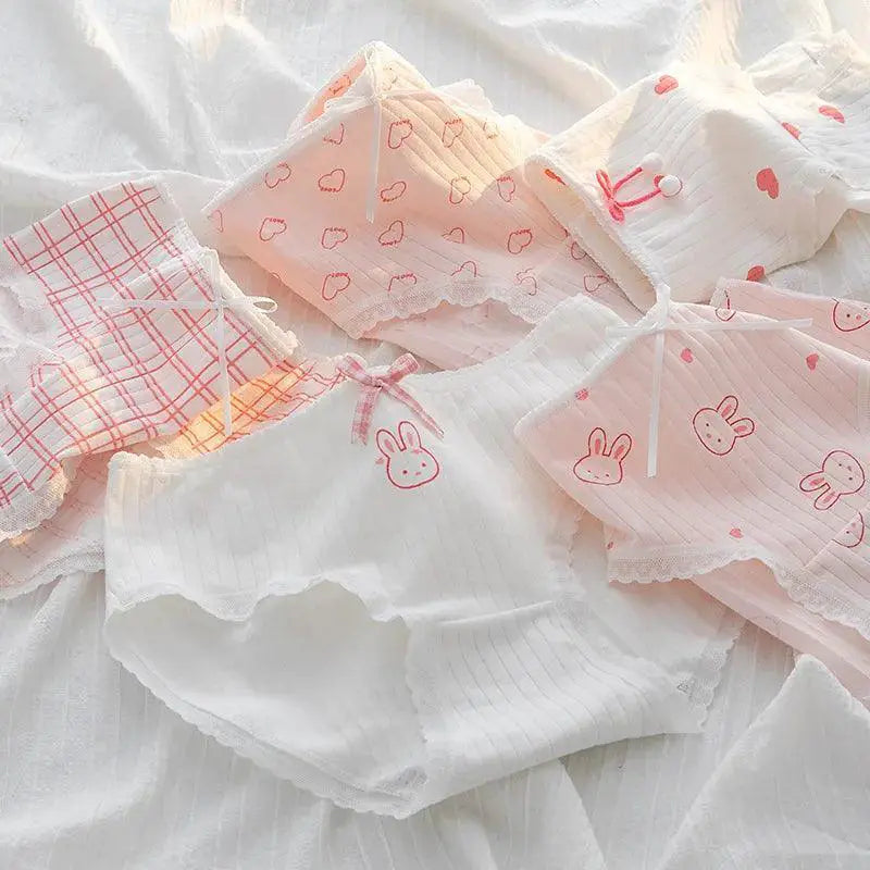 Breathable Cotton Panties Set With Fun Print Underwear