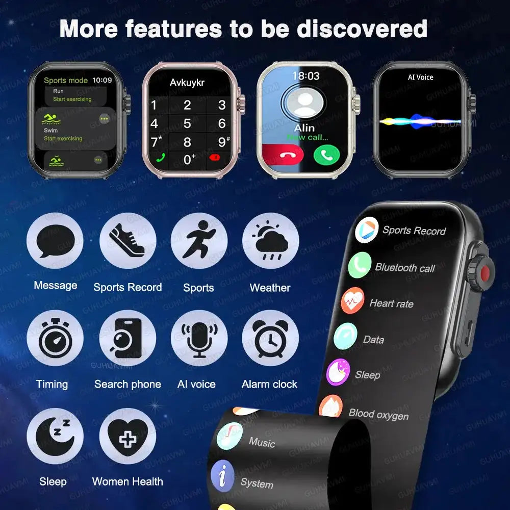 For IOS Watch Ultra 2 SE Men Women Smart Bracelet 1000mAh Battery GPS AMOLED Display Bluetooth Call Sport Waterproof Smart Watch