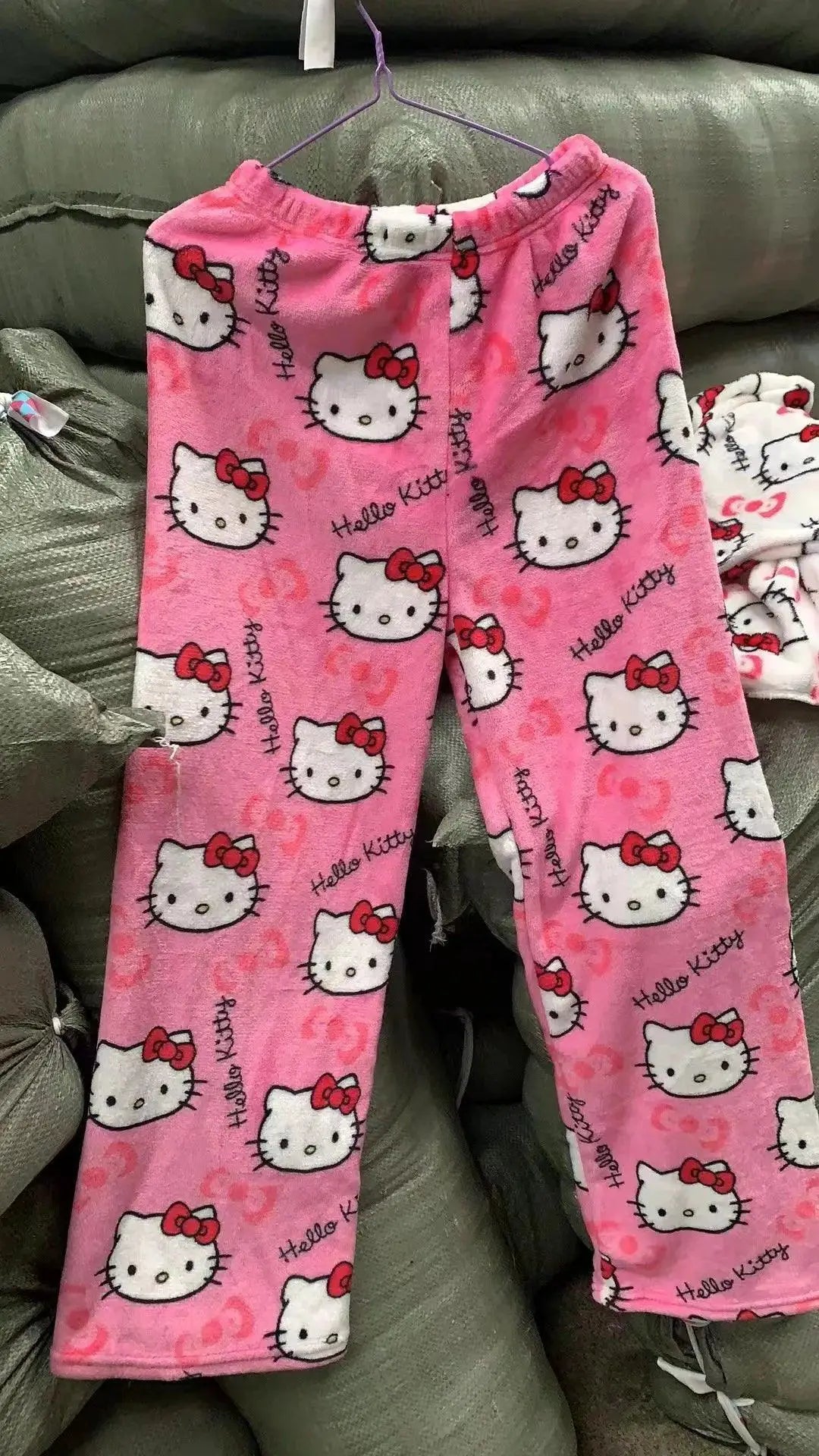Hello Kitty Flannel Pajama Pants Cozy Anime Home Fashion