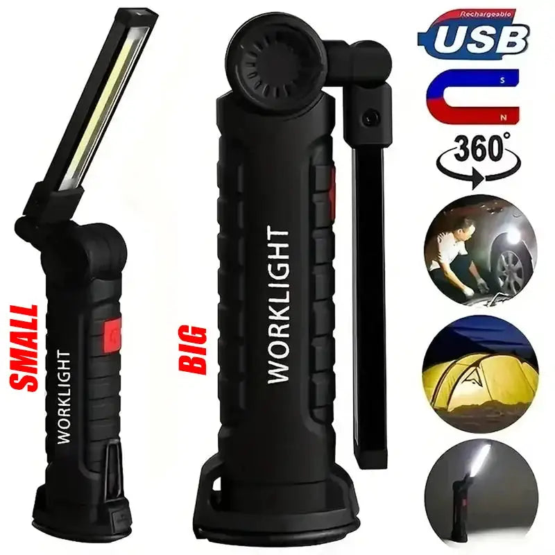 395nm LED UV Flashlight USB Rechargeable Foldable Lamp with Magnet Hook UV Light Ultraviolet for Pet Urine Detector Resin Curing