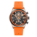 Chronograph Watch for Men Waterproof Yellow Silicone Strap Luminous Hands
