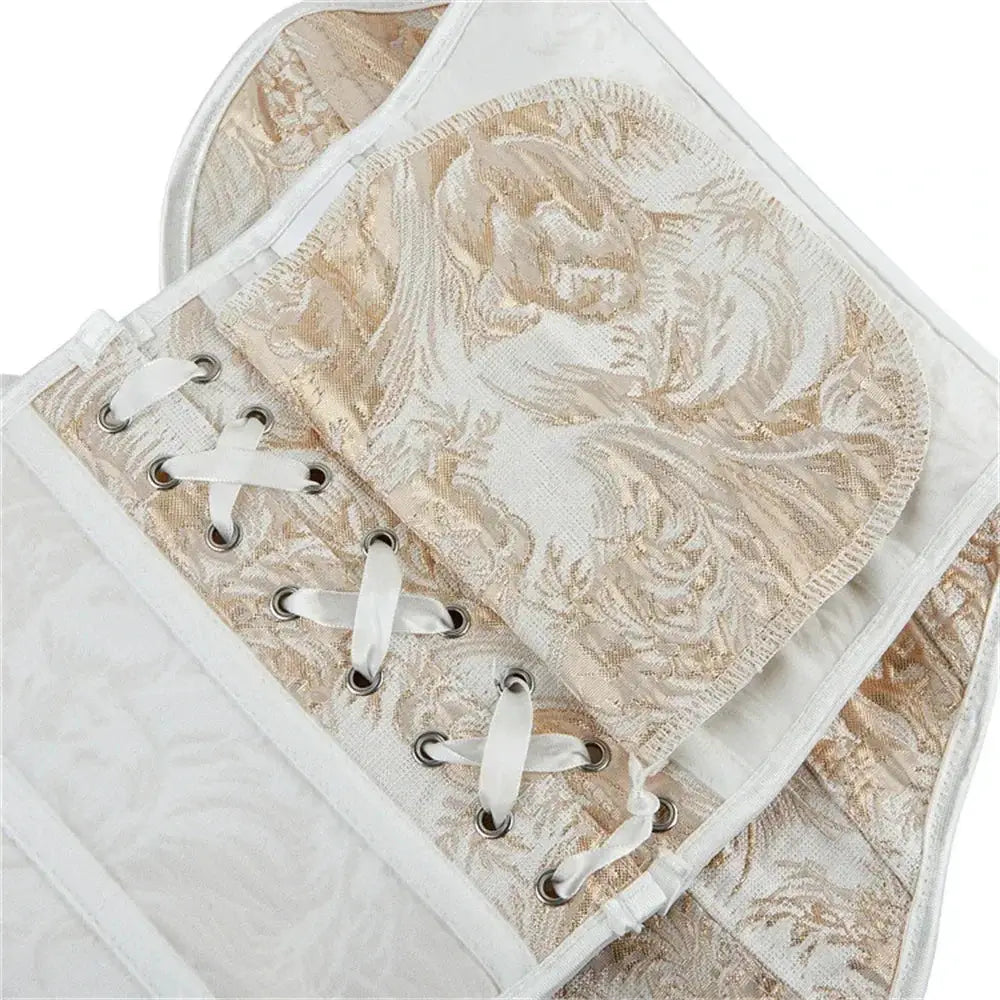 Women Overbust Corsets Crop Tops Golden Printed Bustiers