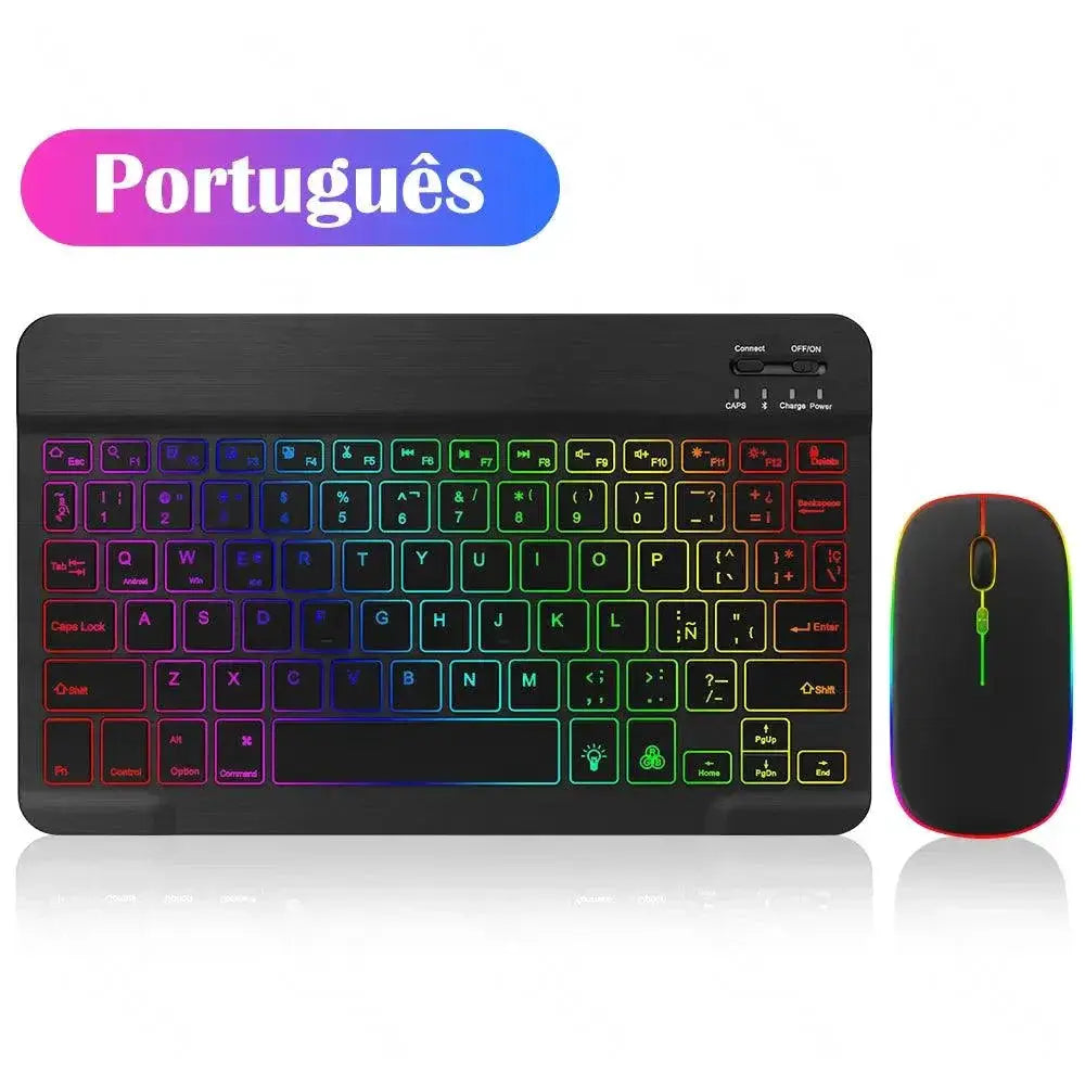 Rainbow Backlit Wireless Keyboard And Mouse Set Portable — product view 12