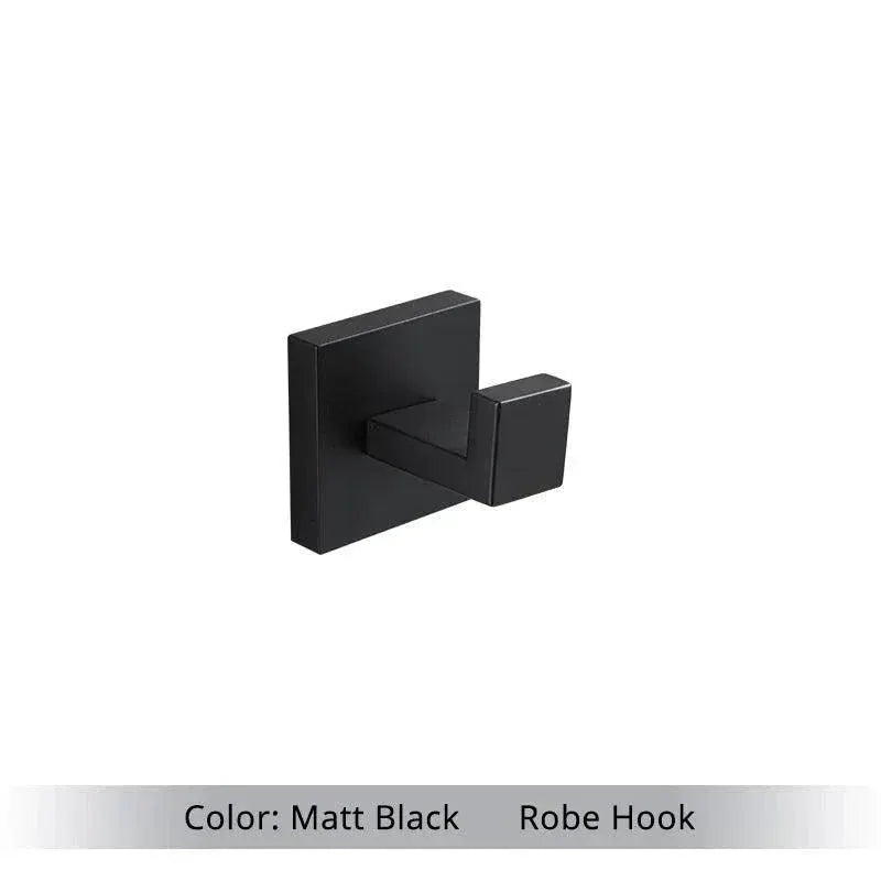 Matte Black Stainless Steel Bathroom Set Modern Organization