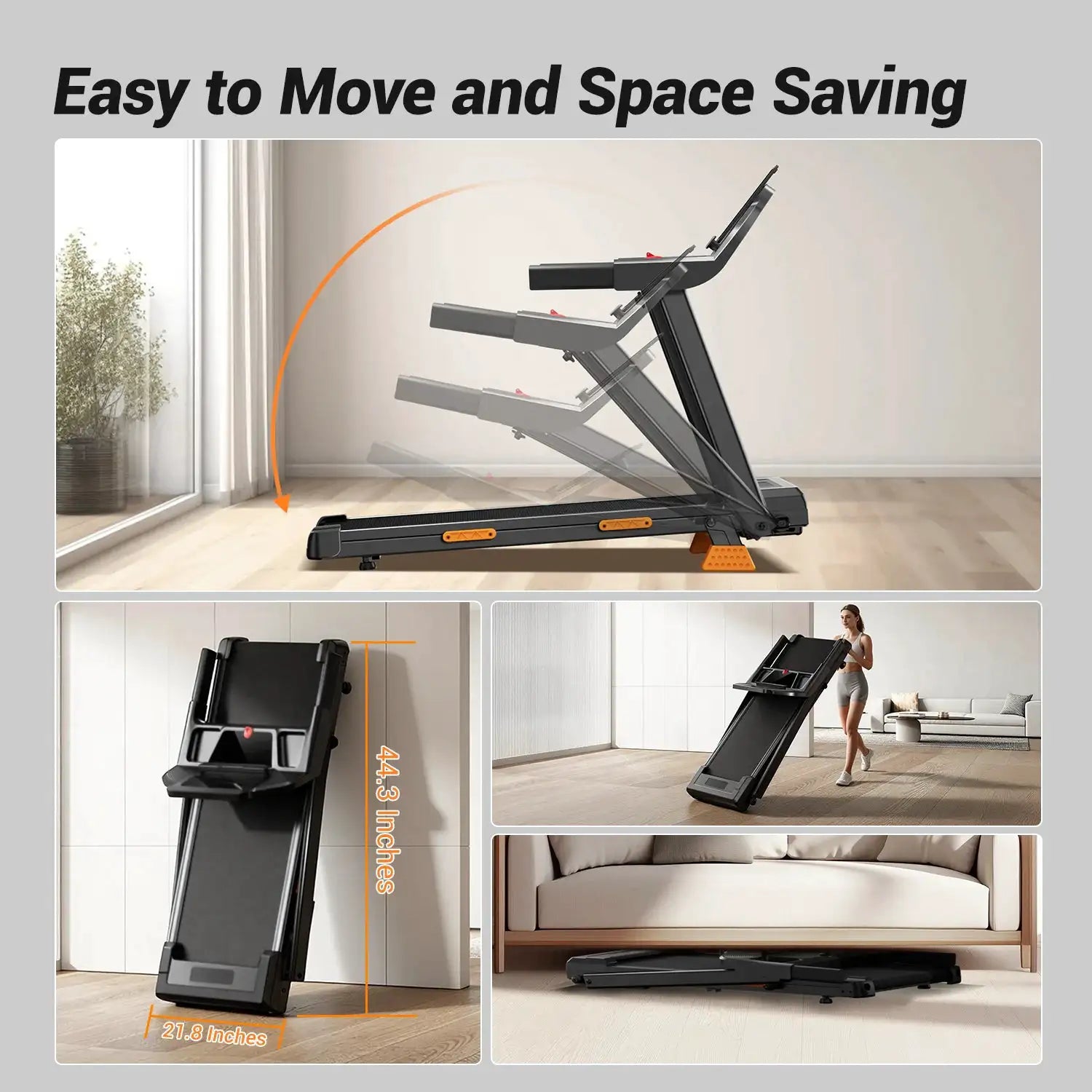 UMAY Tapis de Course Pliable pour Maison – Inclinaison 15%, Vitesse 12 km/h, Moteur 3.0 HP, Écran LED, Capacité de Charge 136 kg