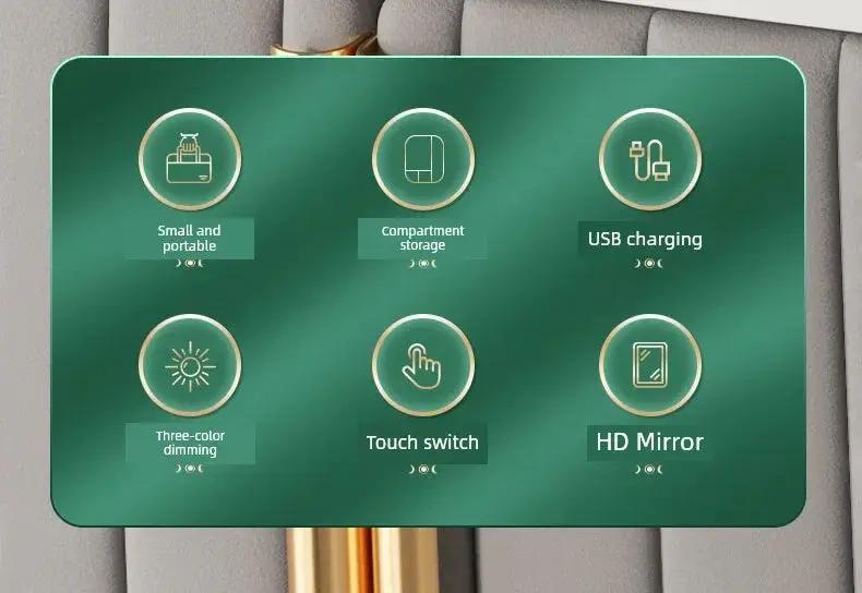 Travel Bag Mirror Portable Desktop Cosmetic Light On The Go