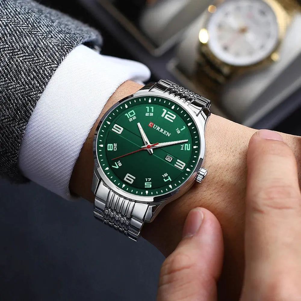 Stainless Steel Quartz Watch Timepiece Luminous Hands