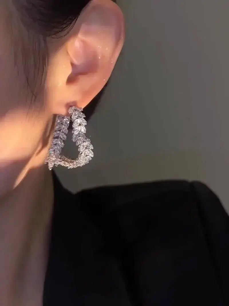 French New Design Silver Plated Zircon Love Wheat Earrings - OurLum.com