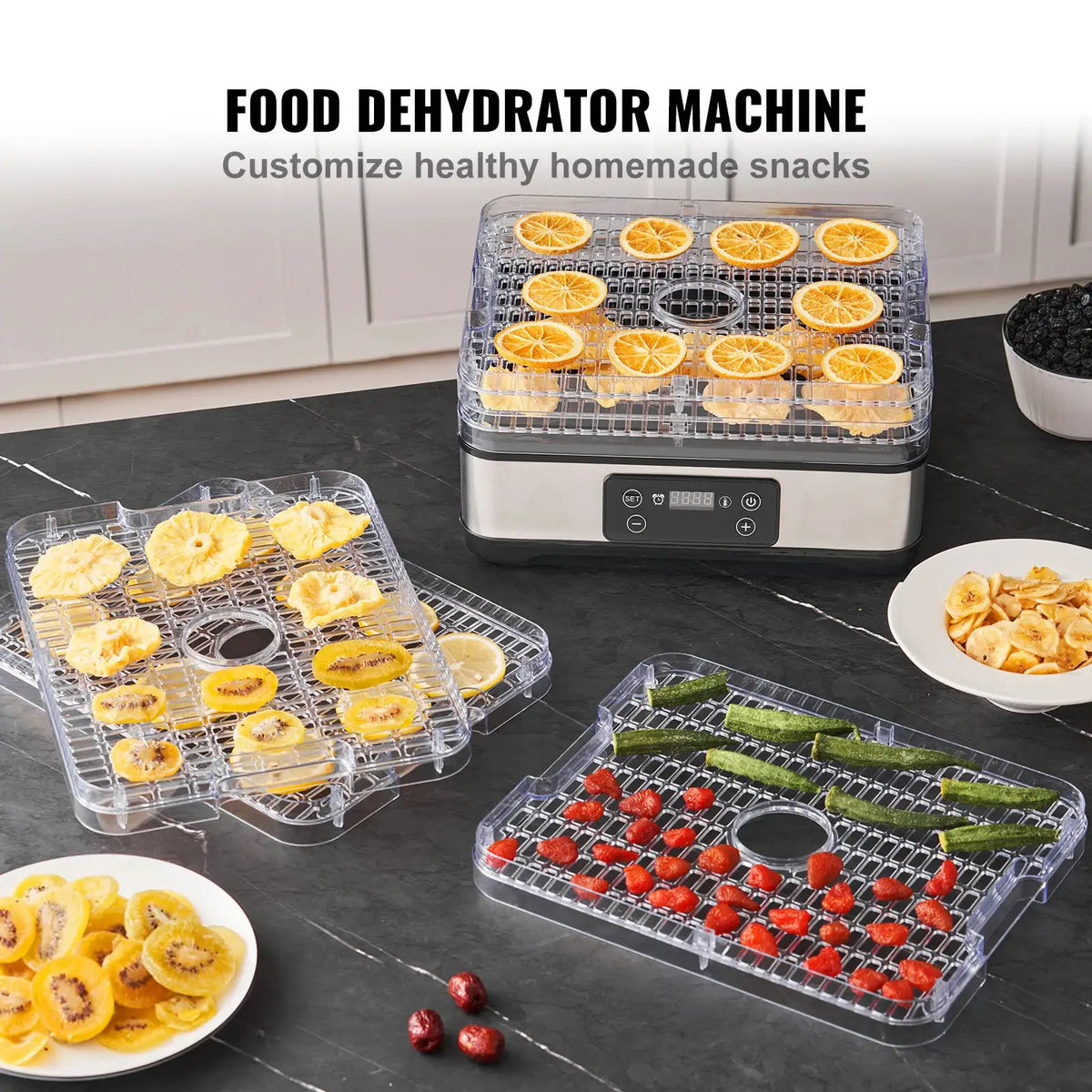 SucceBuy Tray Food Dehydrator Machine Stainless Steel Electric — product view 2