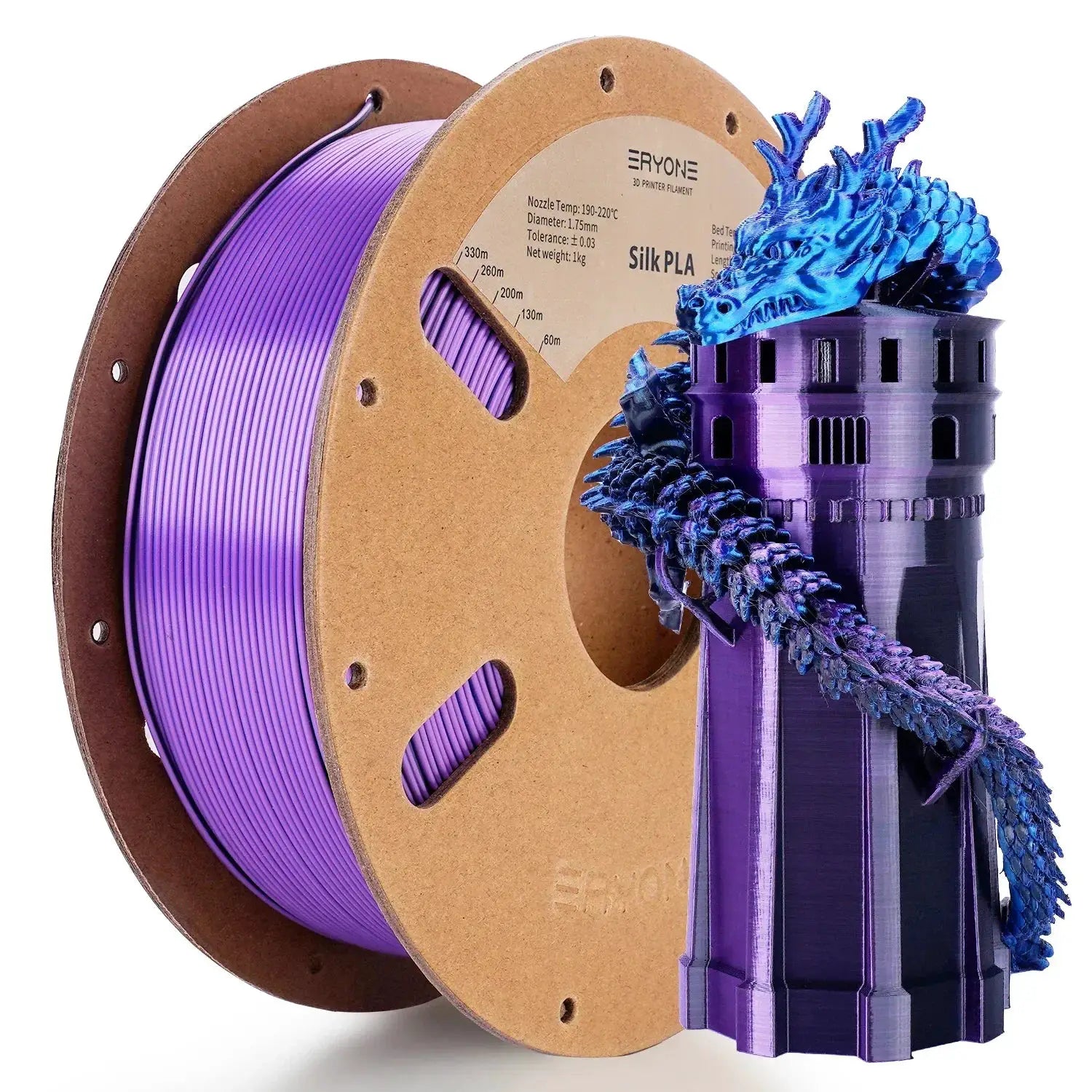 Eryone Tri-Color Co-Extrusion Silk PLA 1.75mm 1KG Filament