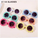Cute Sunflower Round Sunglasses for Girls UV Protection