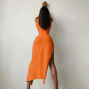 Flattering Orange Midi Dress for Women
