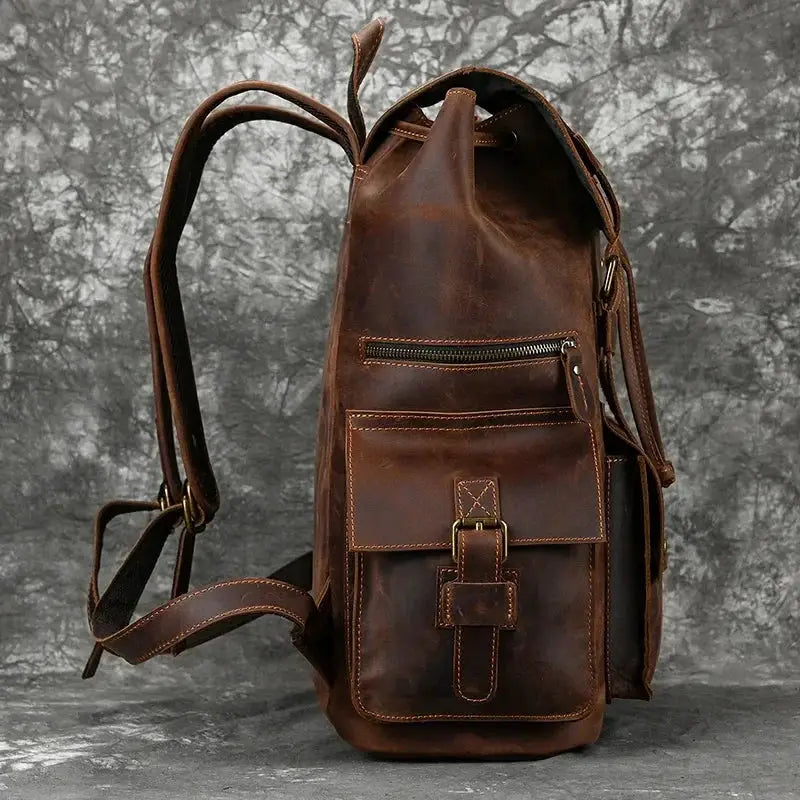 Arrivals Crazy Horse Leather Backpack For Men Large Bag