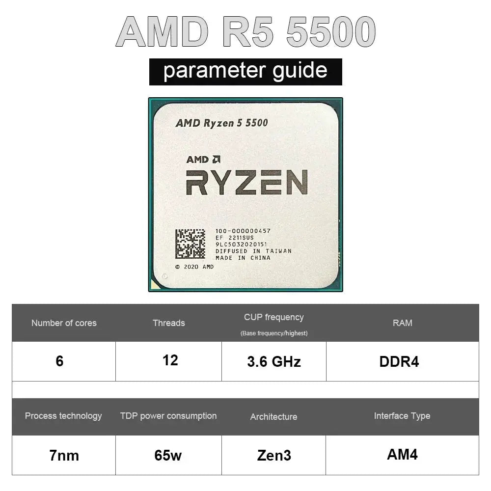 JGINYUE B450M Motherboard AMD Ryzen 5 5500 DDR4 64GB RAM