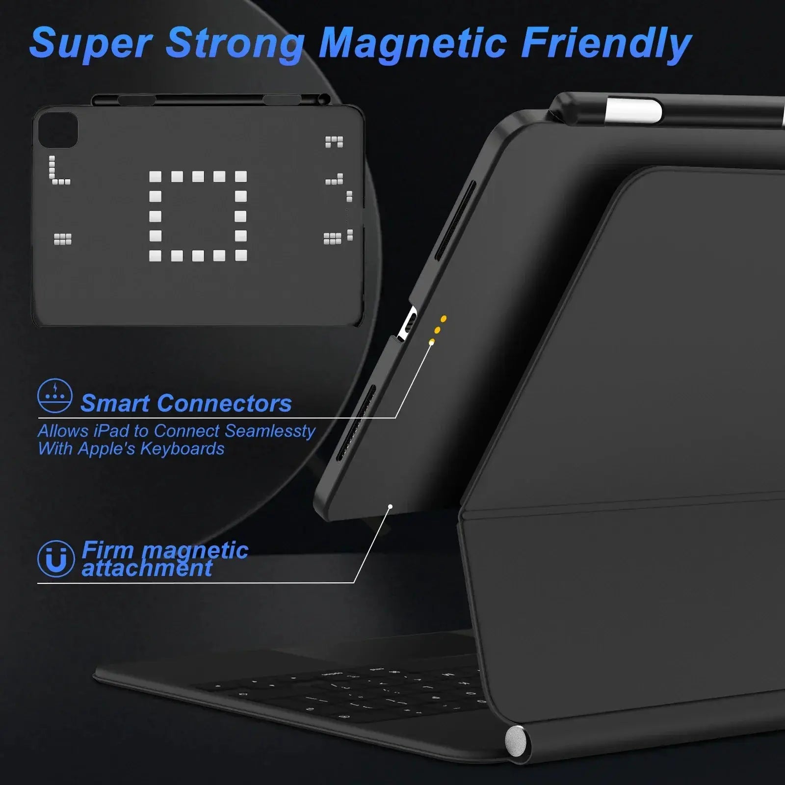 Magnetic Case for iPad Pro 11 13 M4 Air 6 Pencil Holder