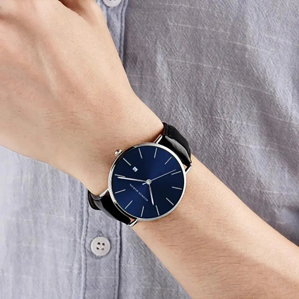 Hannah Martin Dark Blue Leather Watch Japanese Movement
